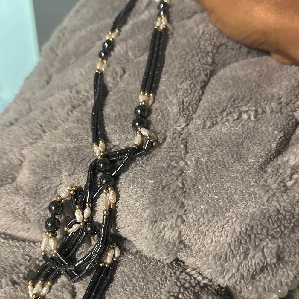 Elegant Black and Gold Beaded Necklace